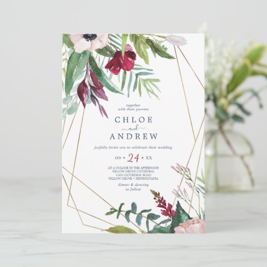 Tropisch Breeze Casual geometrische bruiloft Kaart (Staand voorkant)