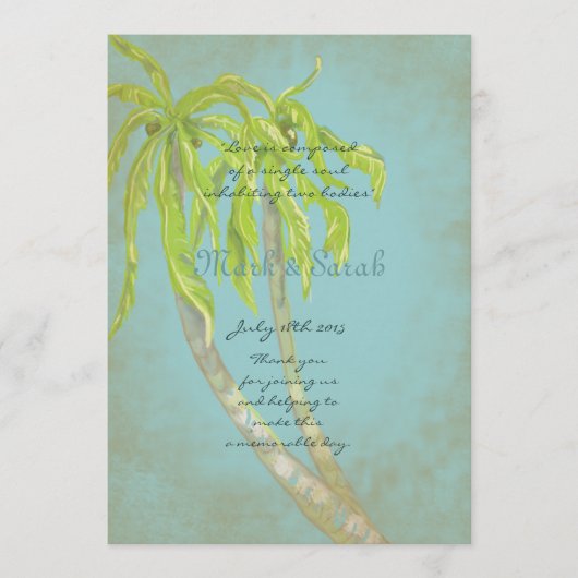 Tropisch Breeze II Wedding Programme Programmakaart (Voorkant)
