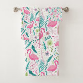 Tropisch Breezy Pink Flamingo patroon Bad Handdoek (Insitu)