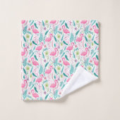 Tropisch Breezy Pink Flamingo patroon Bad Handdoek (Wasdoekje)