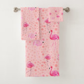 Tropisch Breezy Pink Flamingo patroon Bad Handdoek (Insitu)