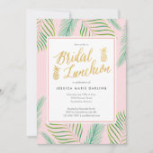 Tropisch Bridal Luncheon Uitnodiging in roze en go (Voorkant)