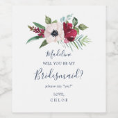 Tropisch bridesmaïdevoorstel wijn etiket (Enkel label)