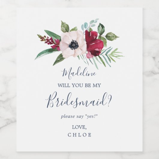 Tropisch bridesmaïdevoorstel wijn etiket (Enkel label)