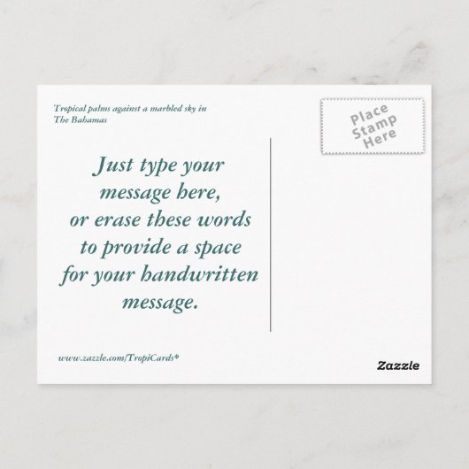 Tropisch Briefkaart vanmiddag (Achterkant)