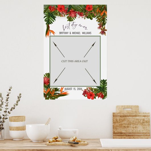 Tropisch bries bloemendag Fotohokje bruiloft Poster (Keuken)