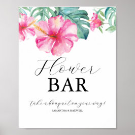 Tropisch Bruidsfeest Bloemenbar Bord Poster