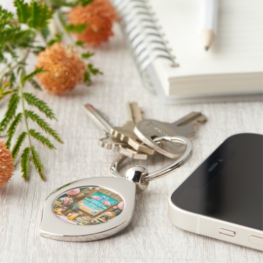 Tropisch Bruidsfeestje Teruggetrokken Sleutelhanger (Zijkant)