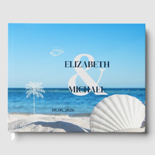 Tropisch Bruiloft Oceaan Strand Gastenboek (Voorkant)