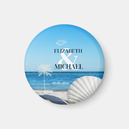 Tropisch Bruiloft Oceaan Strand Magneet (Voorkant)