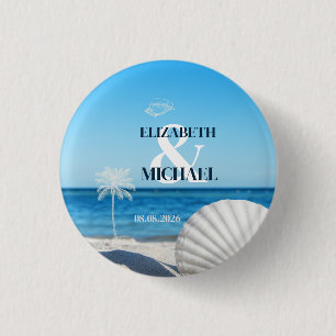 Tropisch Bruiloft Oceaan Strand Ronde Button 3,2 Cm