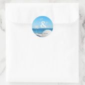 Tropisch Bruiloft Oceaan Strand Ronde Sticker (Tas)