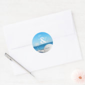 Tropisch Bruiloft Oceaan Strand Ronde Sticker (Envelop)