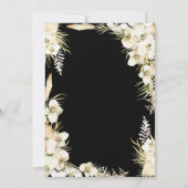 Tropisch Bruilofts Wit Bloemmotief op Zwart Kaart (Achterkant)