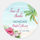 Tropisch bruiloftsfeest favoriet voor de zomerstra ronde sticker (Voorkant)