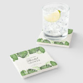 Tropisch Bruiloftsfeest Favoriete Aangepaste Scrip Stenen Onderzetter (Zijkant)