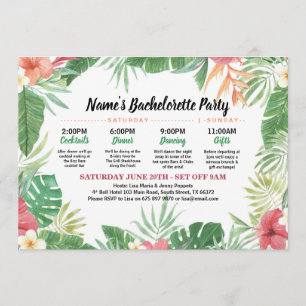 Tropisch Bruiloftsfeest Itinerary Aloha Uitnodigin Kaart