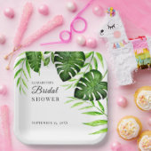 Tropisch Bruiloftsfeest Watercolor Script Jungle Papieren Bordje (Feest)