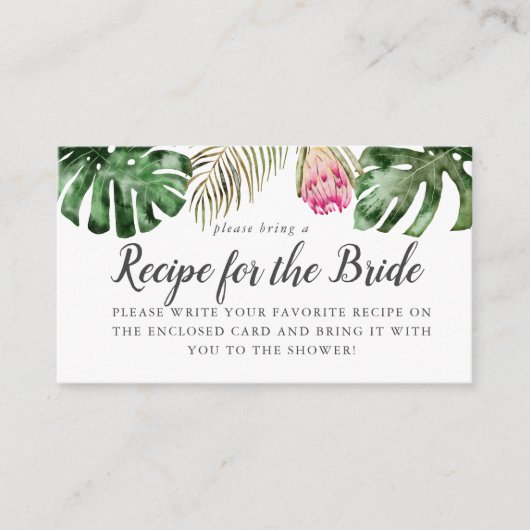 Tropisch Bruiloftsrecept Verzoekkaart Informatiekaartje (Voorkant)