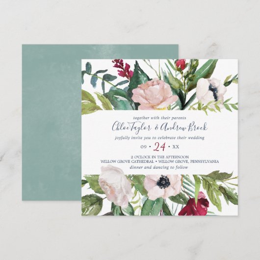 Tropisch bruinesplein huwelijk kaart (Voorkant / Achterkant)