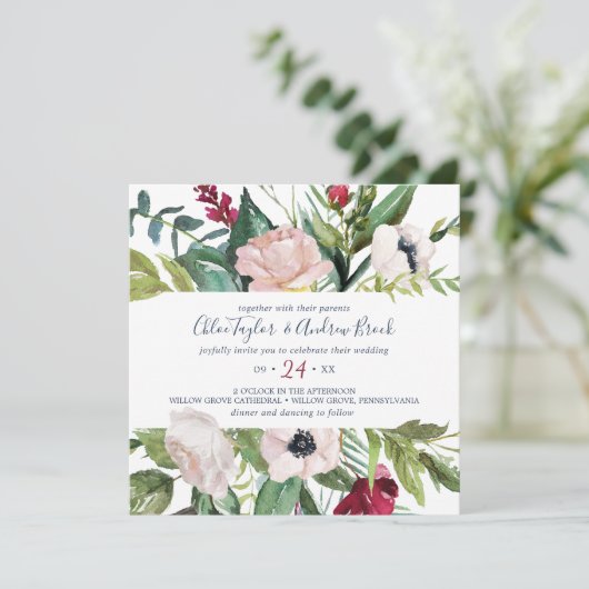 Tropisch bruinesplein huwelijk kaart (Staand voorkant)