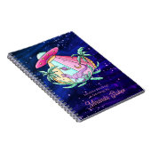 Tropisch buitenaards schip & Dino Astrologie Roze Notitieboek (Rechterzijde)