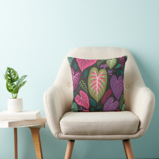 Tropisch Caladium Bladeren Patroon Kussen – Diep P