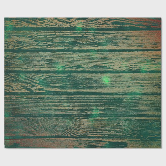 Tropisch Cali Woodland Green Gold Rustic Wood Cadeaupapier (Vlak)