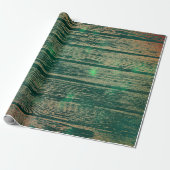 Tropisch Cali Woodland Green Gold Rustic Wood Cadeaupapier (Uitgerold)