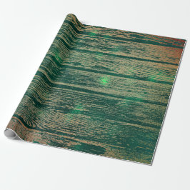Tropisch Cali Woodland Green Gold Rustic Wood Cadeaupapier
