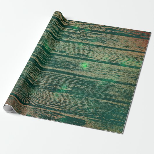 Tropisch Cali Woodland Green Gold Rustic Wood Cadeaupapier (Uitgerold)