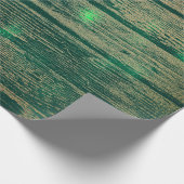Tropisch Cali Woodland Green Gold Rustic Wood Cadeaupapier (Hoek)