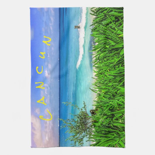 Tropisch Cancun Mexico Beach Zee Paradise Theedoek (Verticaal)