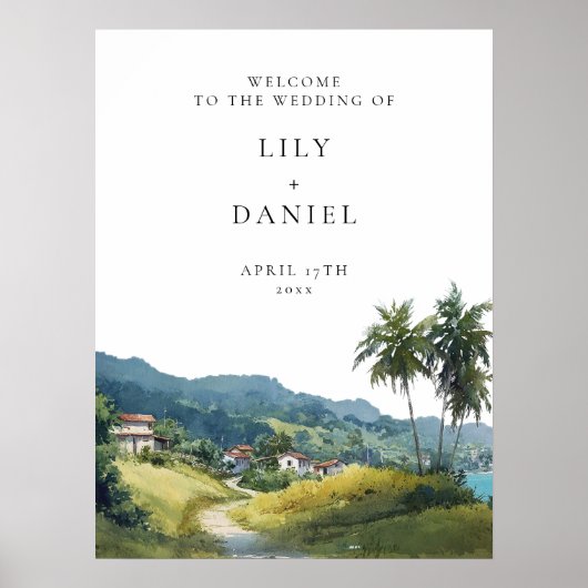 Tropisch Caraïbisch trouw welkom bord Poster (Voorkant)