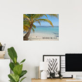 Tropisch Caribisch eiland Belize Strand en Palmen Poster (Thuiskantoor)
