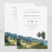 Tropisch Caribisch Huwelijk met QR-code Kaart (Voorkant / Achterkant)