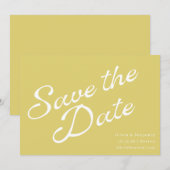 Tropisch Chartreuse Geel Retro Script Bruiloft Save The Date (Voorkant / Achterkant)