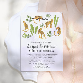 Tropisch Cheetah Oerwoud Birthday Party Kaart