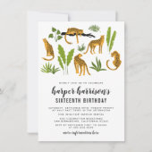 Tropisch Cheetah Oerwoud Birthday Party Kaart (Voorkant)