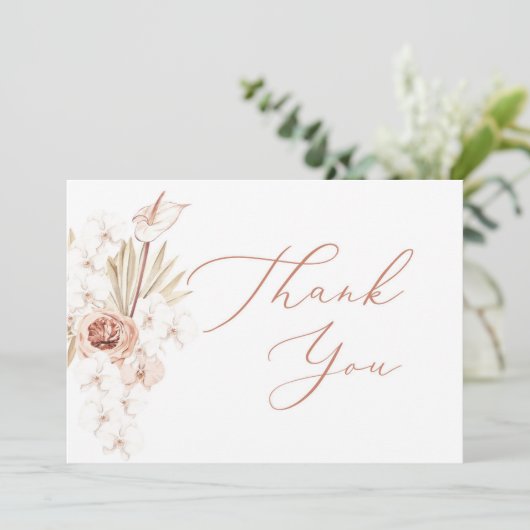 Tropisch chic anthurium bedankkaart (Staand voorkant)