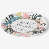 Tropisch Chic Flamingo Bloemige Bruidsfeest Papieren Bordje (Gekanteld)