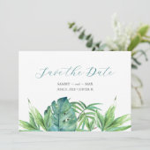 Tropisch Chic Waterverf Groene Planten Save the Da Date (Staand voorkant)