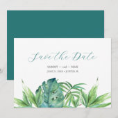 Tropisch Chic Waterverf Groene Planten Save the Da Date (Voorkant / Achterkant)