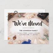 Tropisch Chic We hebben Beach Shell verplaatst Nie Aankondigingskaart (Voorkant / Achterkant)