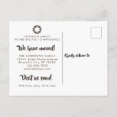 Tropisch Chic We hebben Beach Shell verplaatst Nie Aankondigingskaart (Achterkant)