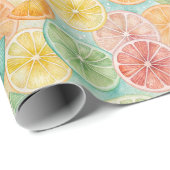 Tropisch Citrus Aquarel Cadeaupapier (Rol Hoek)