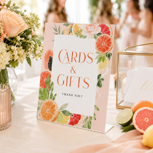Tropisch Citrus Bruidsfeest Kaarten & Cadeaus Bord Reclamebord Met Voetstuk