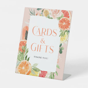 Tropisch Citrus Bruidsfeest Kaarten & Cadeaus Bord Reclamebord Met Voetstuk