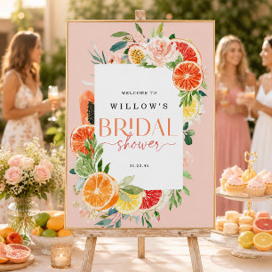 Tropisch Citrus Bruiloft Borrel Welkom Bord Citroe Poster