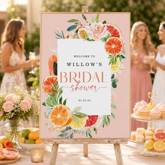 Tropisch Citrus Bruiloft Borrel Welkom Bord Citroe Poster